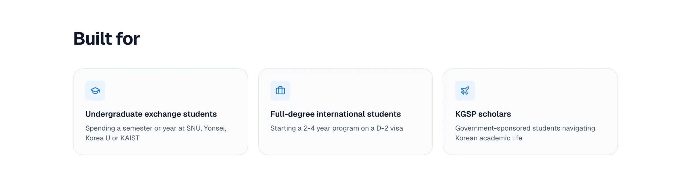 JourneyPal: The narrowing, stated on the page. Each group is named by it