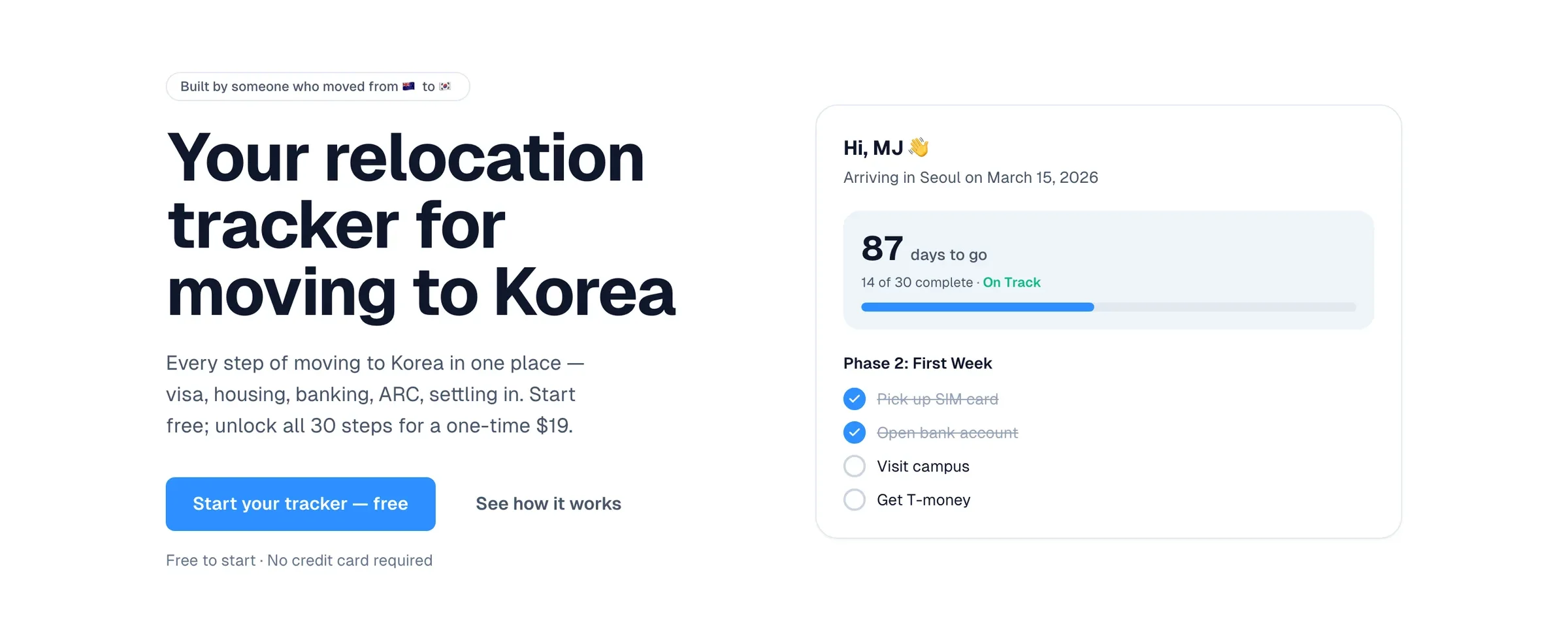 JourneyPal: The product as it stands. Note what the headline commits to: