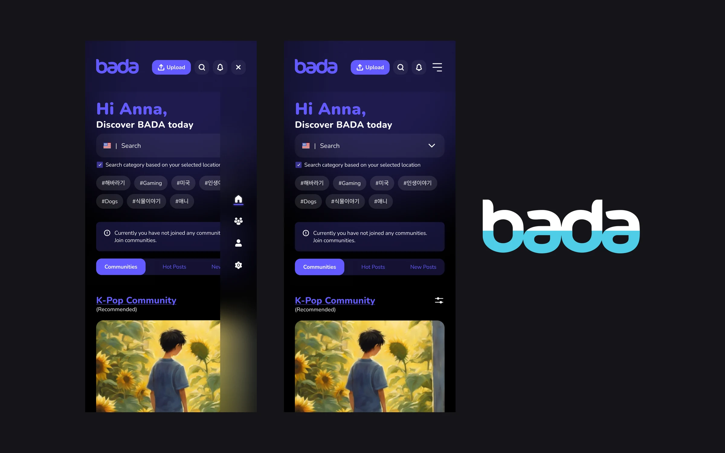 Bada TV: The interface I designed off the back of the research. A con