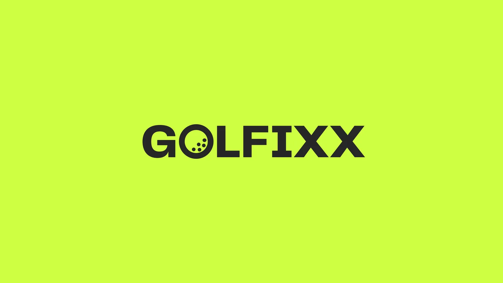 Golfixx: The resolved lockup, reversed out of the accent colour. The